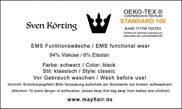 EMS-Funktionswäsche 3/4 Länge - schwarz